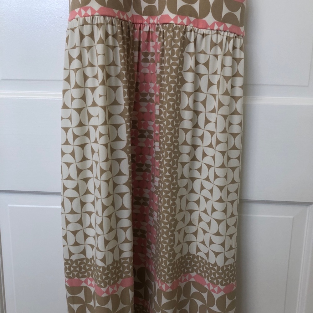 London Times Pink and Beige Geometric Pattern Stretchy Lightweight Dress size 4 - Picture 3 of 6